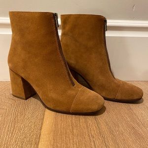 Madewell front zip suede boots